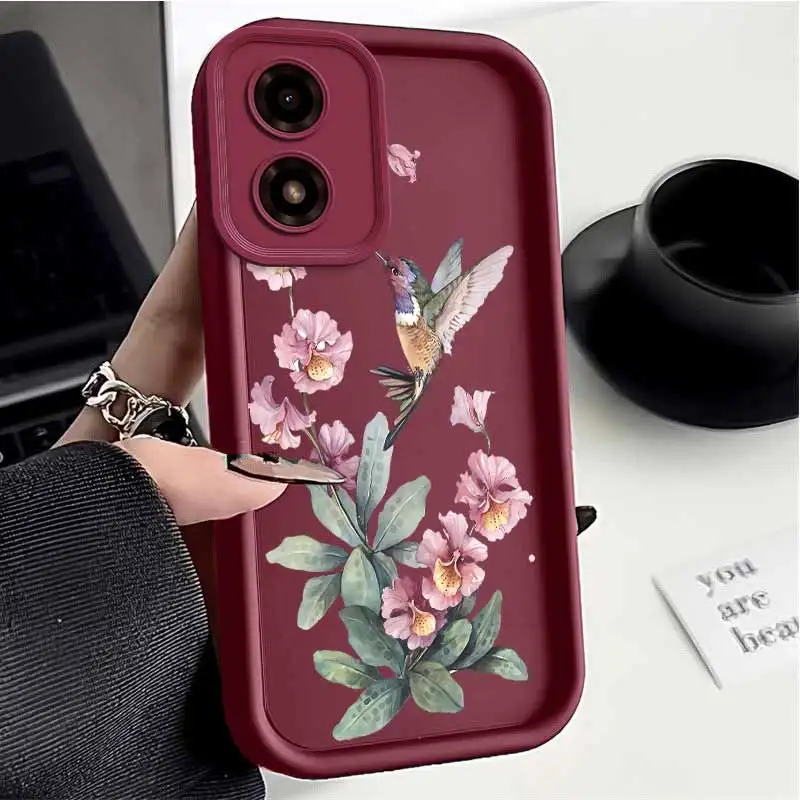 Elegant Birds and Flowers Phone Case with Sky Eye Design