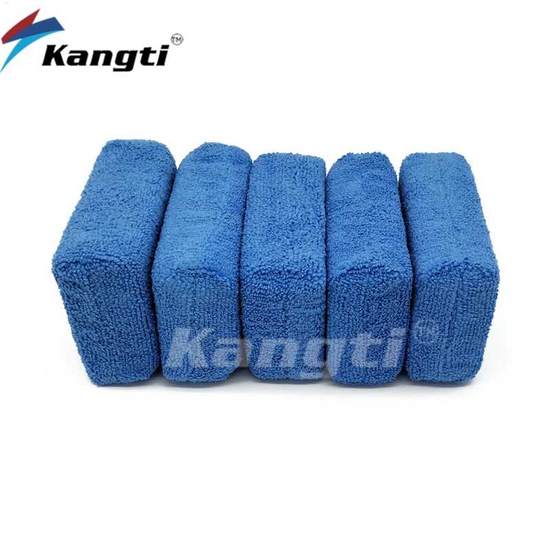 Blue Square Car Wax Pad Microfiber Applicators Sponges Cloths