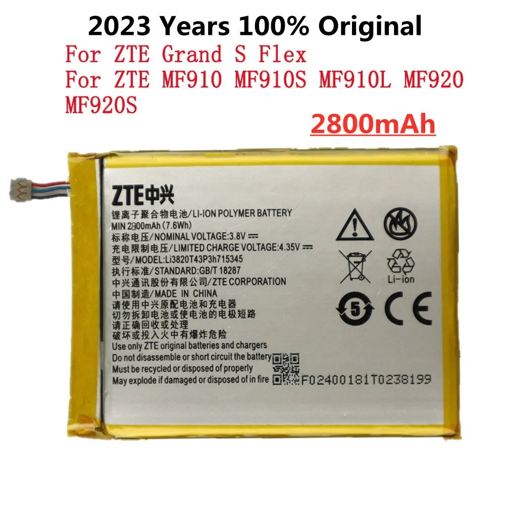 Фото Аккумулятор LI3820T43P3h715345, 2023 мАч, для ZTE Grand S Flex MF910 MF910S MF910L MF920 MF920S MF920W + аккумулятор, 2800 год №1