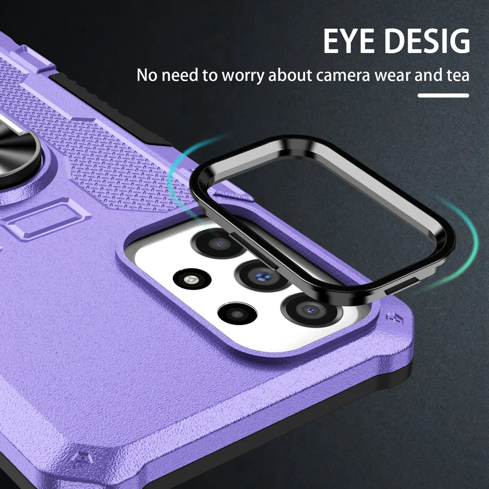 Shockproof Armor Phone Case with Silicone and Metal Ring Stand