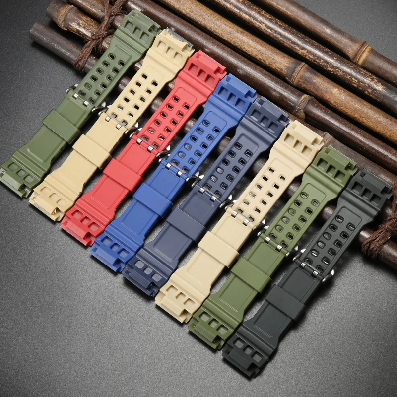 Cinturino Ricambio Per Casio Mudmaster GG1000 - In Resina Verde Militare, Resistente Acqua/sudore