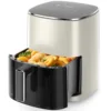 Air Fryer 6 Quart Capacity with Window Square Air Fryer 12-in-1 Air Fry, Roast, Reheat, Dehydrate, Bake, Steam with 400F, Beige 1