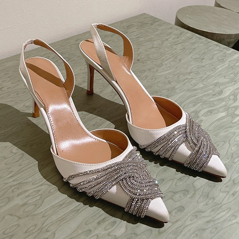 

Женские туфли на высоком каблуке, Элегантные Роскошные туфли-лодочки с острым носком, праздничная обувь на тонком каблуке и с закрытым носком, 2024