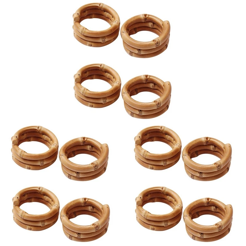 

Wood Bamboo Napkin Rings Set Of 12, Handmade Rattan Napkin Holder Rings Table Decorations For Wedding