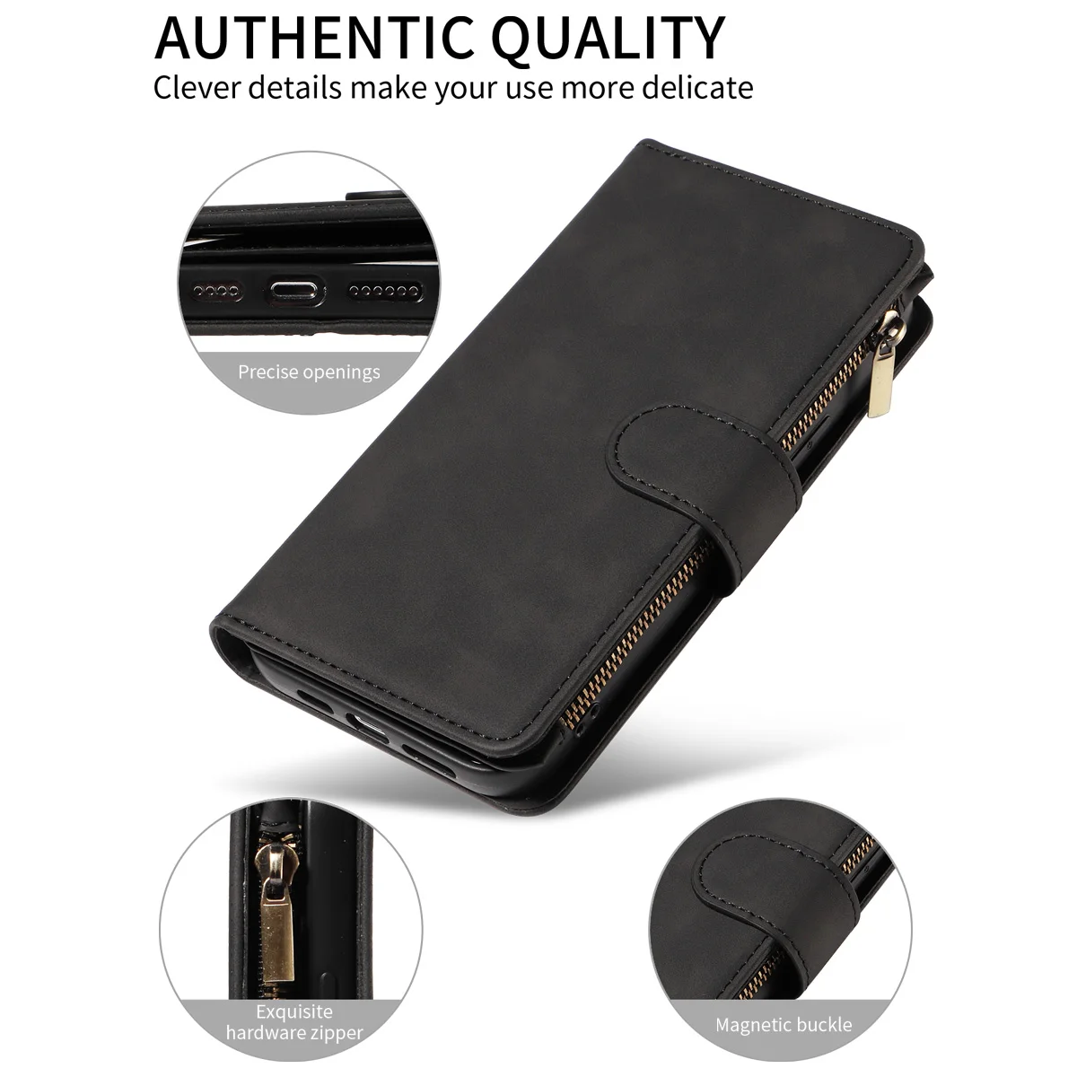 Samsung Galaxy Phone Case - Artificial Leather Clamshell Wallet for S24 S23 S22 S21