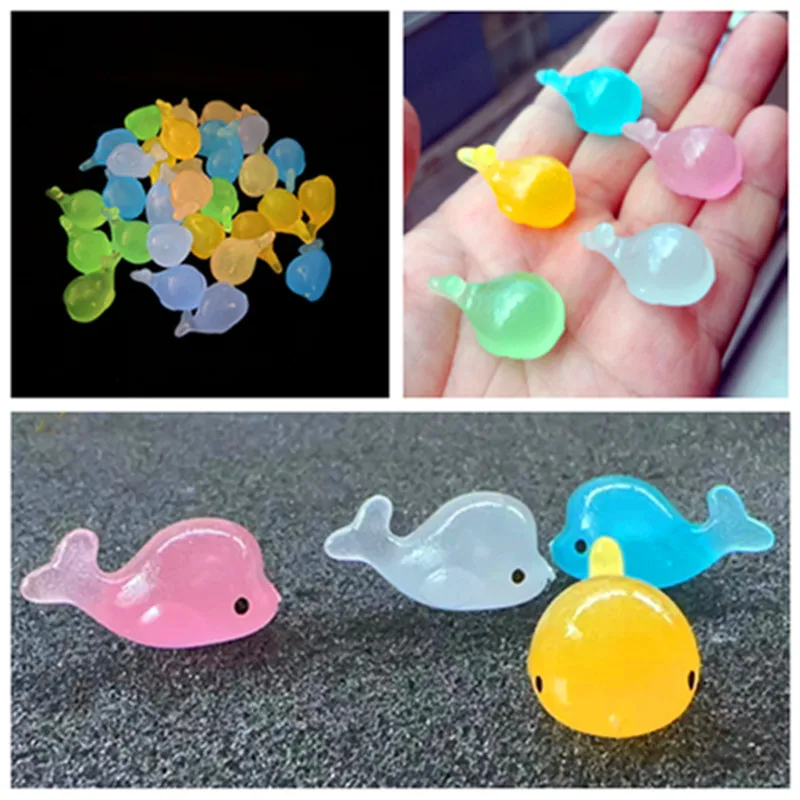 20pcs Luminous Whale Stones Resin Ornaments Aquarium Decoration Fluorescent Dolphin Micro Landscape Gravels