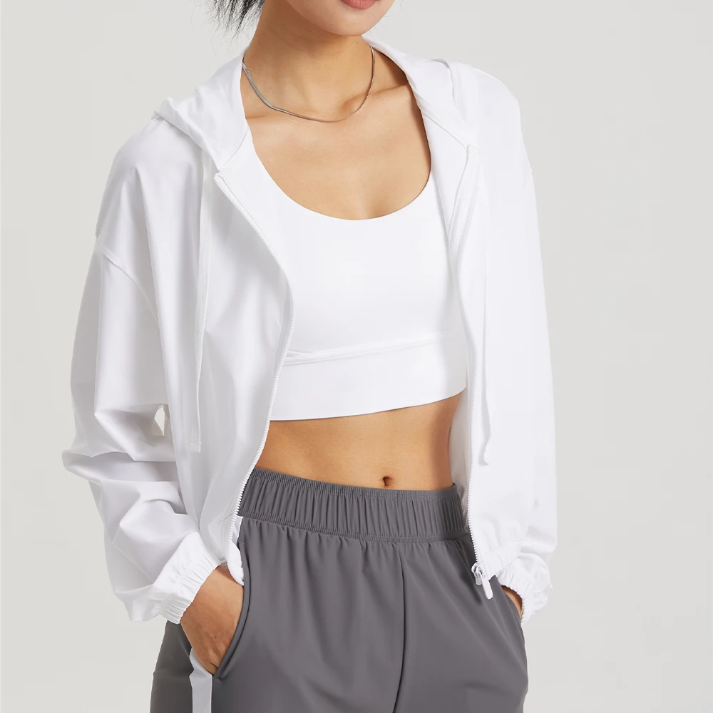 Sports Jacket Women Sports Jacket Sunscreen Coat Women Sport Jacket Long Sleeve Shirt Workout Coat Hooded Gym Training Windbreaker Outdoor Sunscreen Clothing Yoga Sportswear