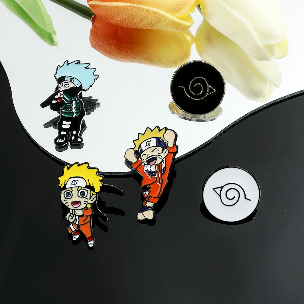 Anime naruto sasuke esmalte pinos bolsa akatsuki broche logotipo