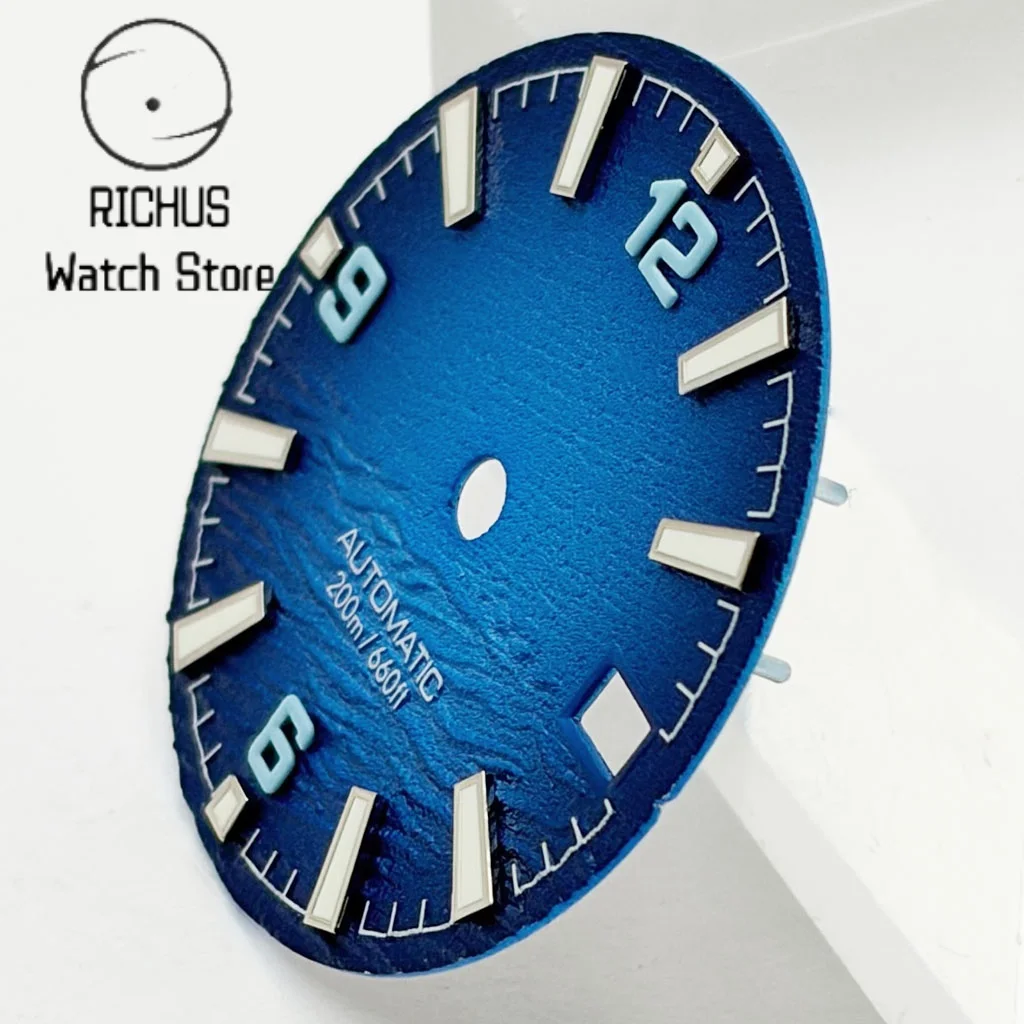 High-Quality Blue/Red Diving Watch Dial with Green Luminous Finish