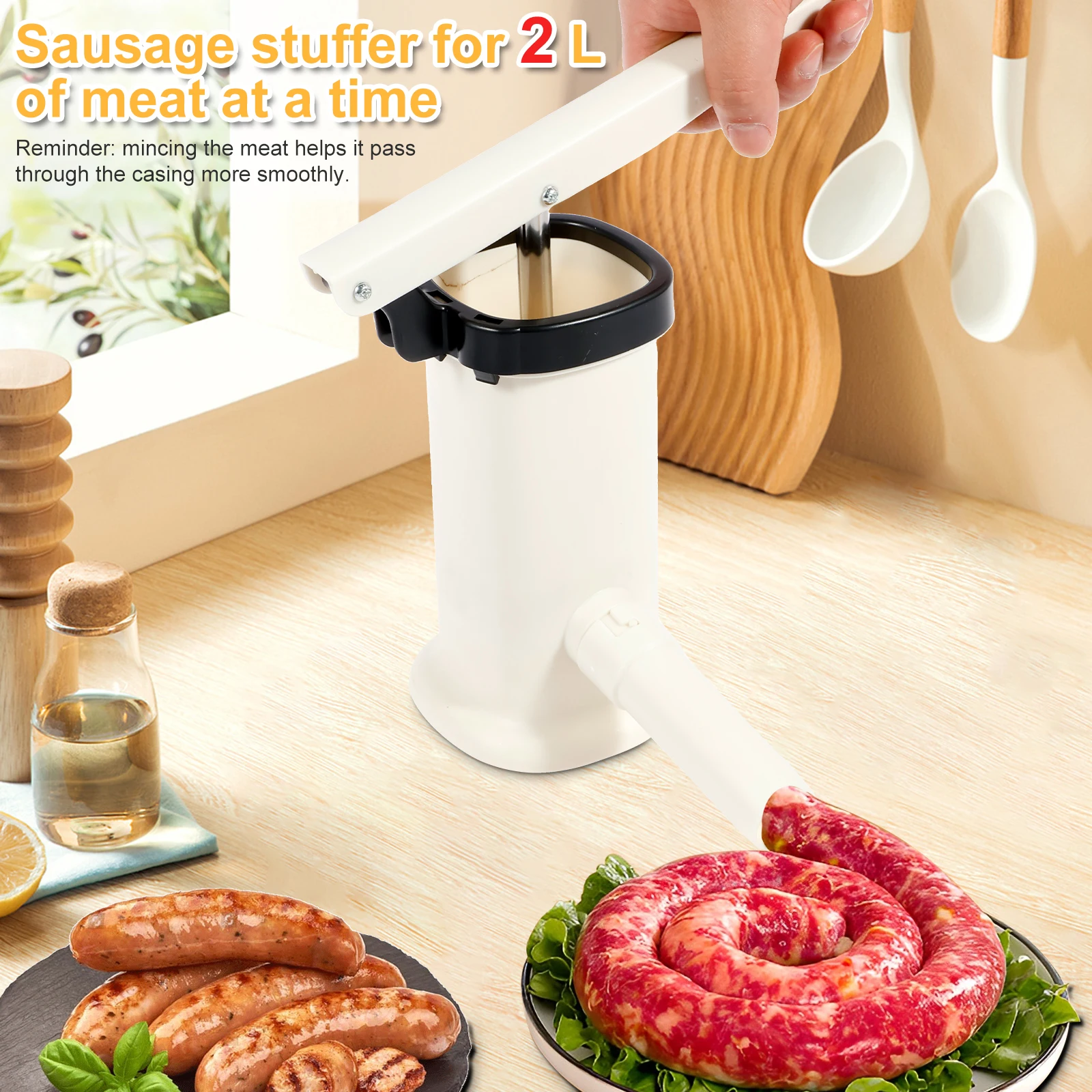 Manual Sausage Stuffer Machine Plastic Vertical Sausage Filling Machine Household Kitchen Homemade Tool Filler
