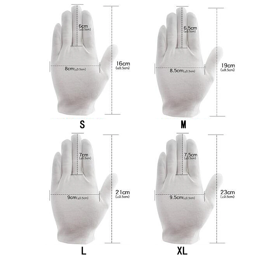 Men Women Full Finger Etiquette White Cotton Gloves Waiters/Drivers/Jewelry/Workers Mittens Sweat Absorption Gloves full finger gloves cotton gloves etiquette gloves jewelry gloves male gloves