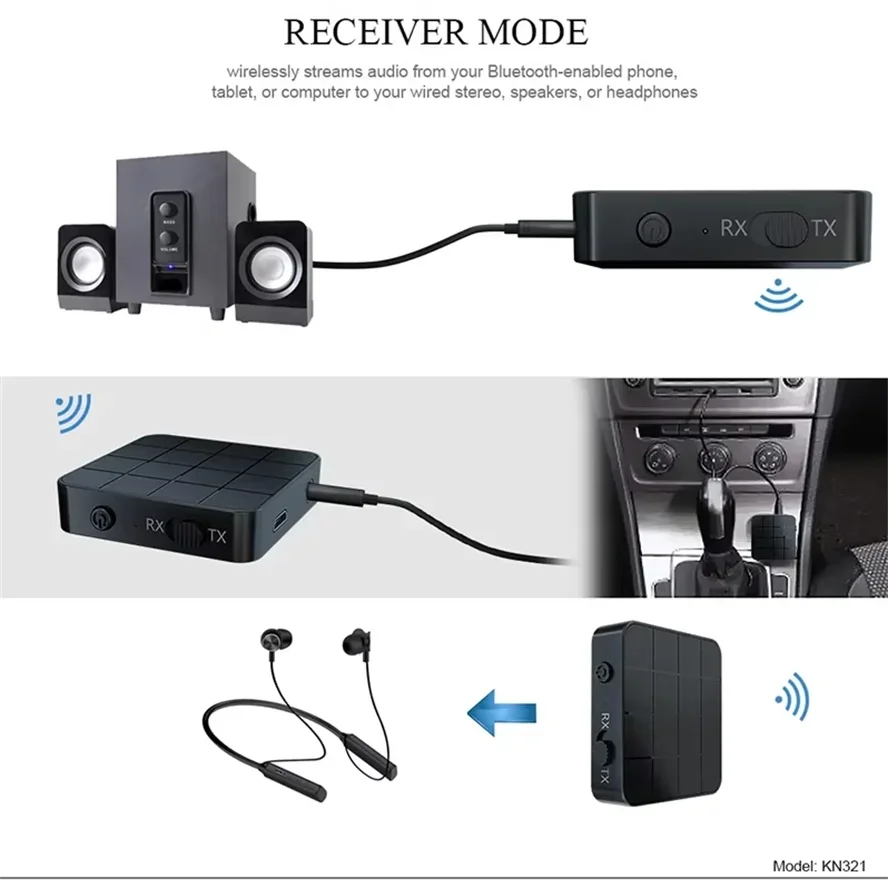 Wireless Stereo Bluetooth Audio Receiver & Transmitter with AUX/USB Connectivity