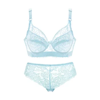 Sexy Lace Thin Panty and Briefs Plus Size Women's Bralette Set Push Up Brassiere Set Girl Top BH Lingerie Sets Push Up Intimates 4