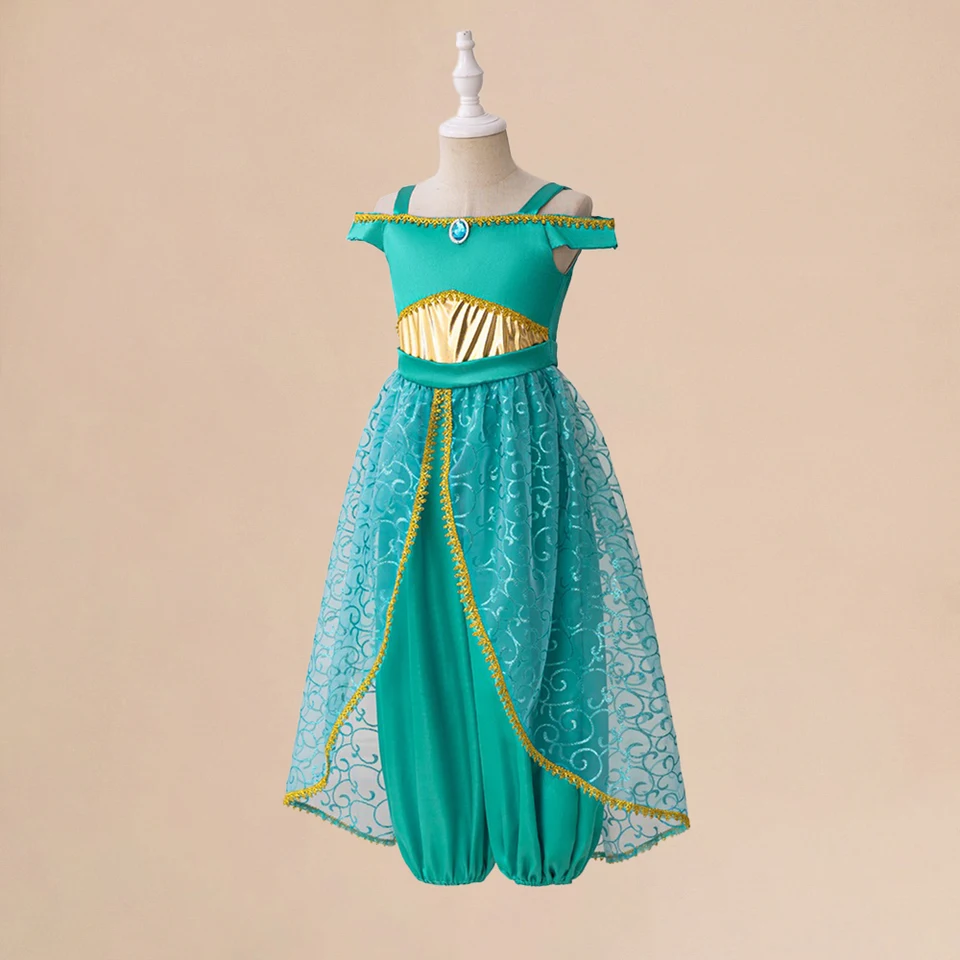 Elegnat Jasmine Princess Girls Dress Cosplay Green Exotic Birthday Dresses  for Girl Fashion Holiday Children Costume Kid Clothes - AliExpress 1501