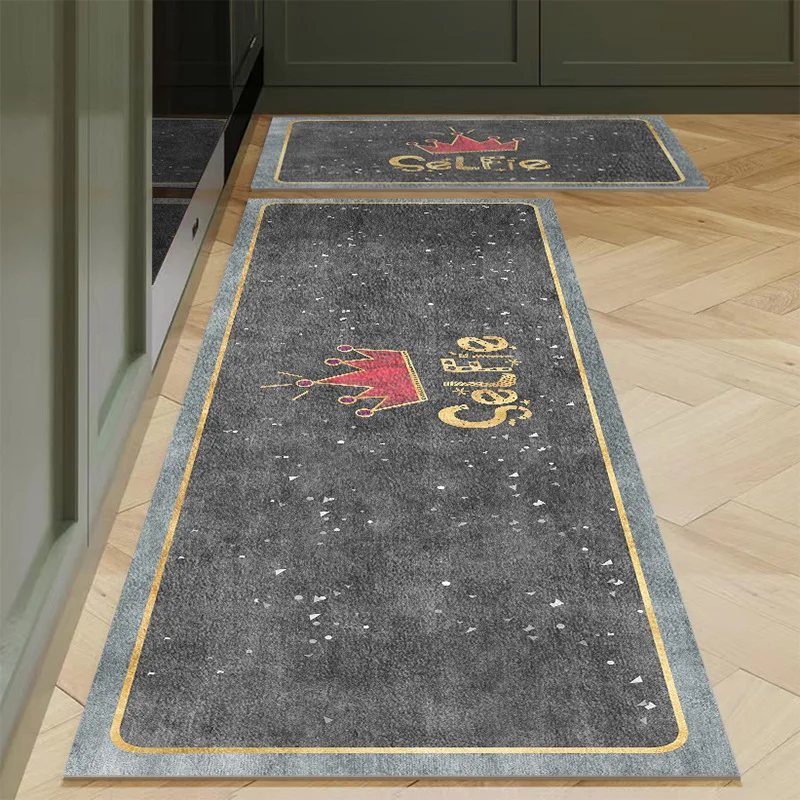 thumbnail image 1 of Alfombra de cocina antideslizante moderna para el hogar, alfombra suave de dibujos animados simple a la moda, alfombra de baño de tira larga, felpudo de entrada lavable y duradero, 1 of 5