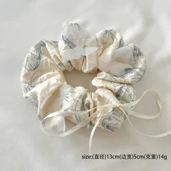 Women's Floral Bow Lace Hair Tie Scrunchie - Sweet Girly Style Accessories (A)