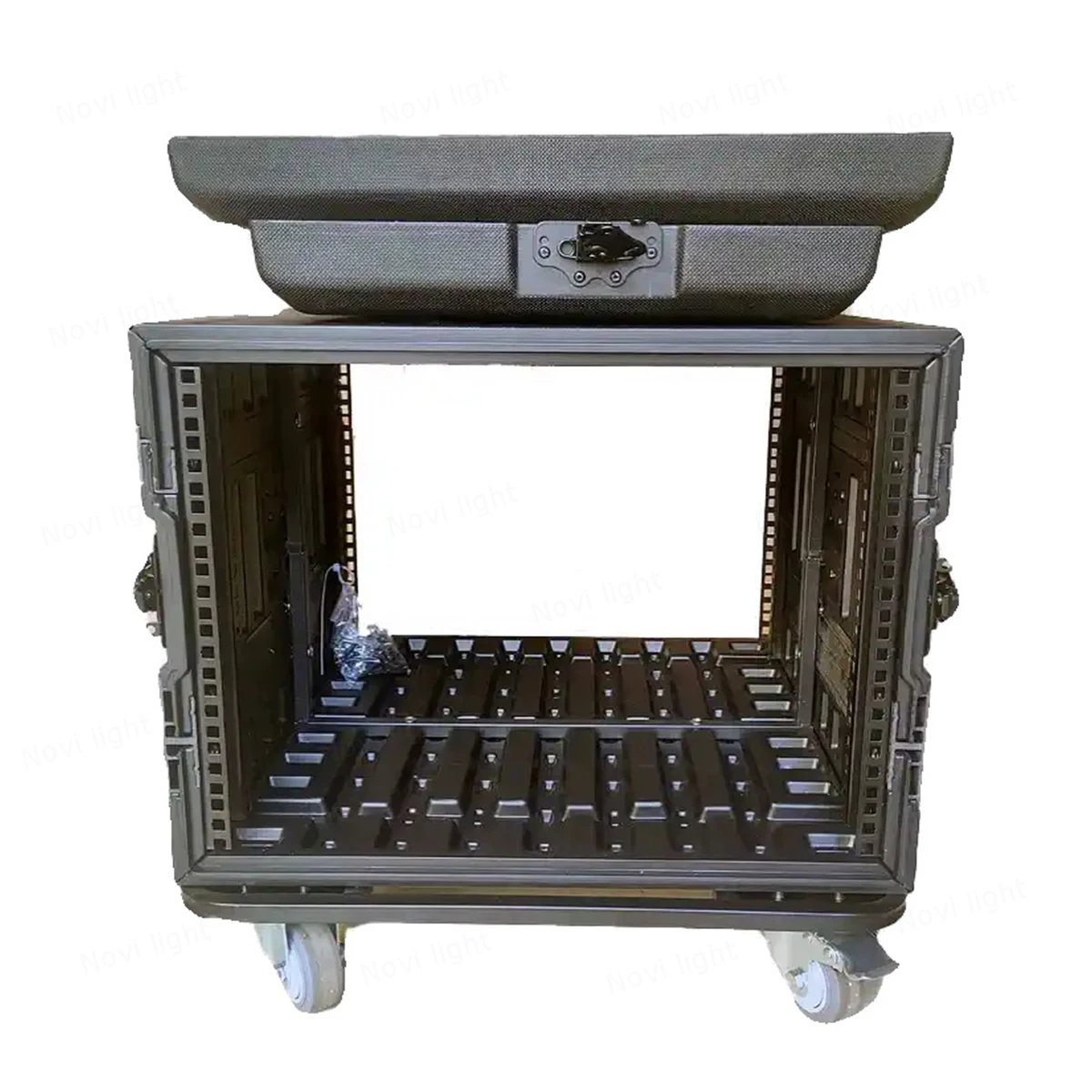 Amplifier Receiver Cabinet Portable PE Plastic Rack Flight Case Shockproof Aviation Box 8U 12U 14U 16U Stage Trunk with Wheels 4
