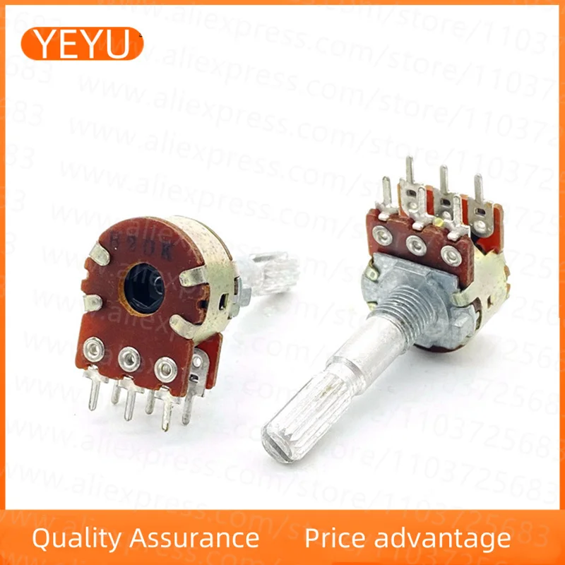 2PCS Type 16 B20K Stepping 6-pin Dual Variable Resistance Power Amplifier Loudspeaker High And Low Volume Potentiometer
