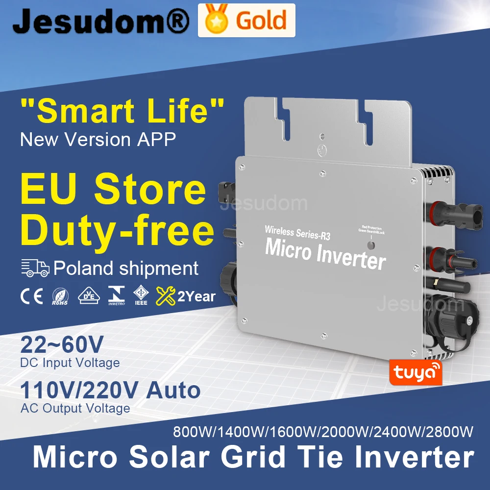 Micro Solar Grid Tie Inverter PV 22~60V AC 110V/230V 600W/700W/800W with WIFI Monitor EU Plug