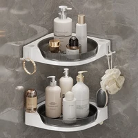 360° Rotating Adhesive Bathroom Holder Shower Caddy Corner Shampoo Storage Shelf with Hook No Drill Towel Holder 1