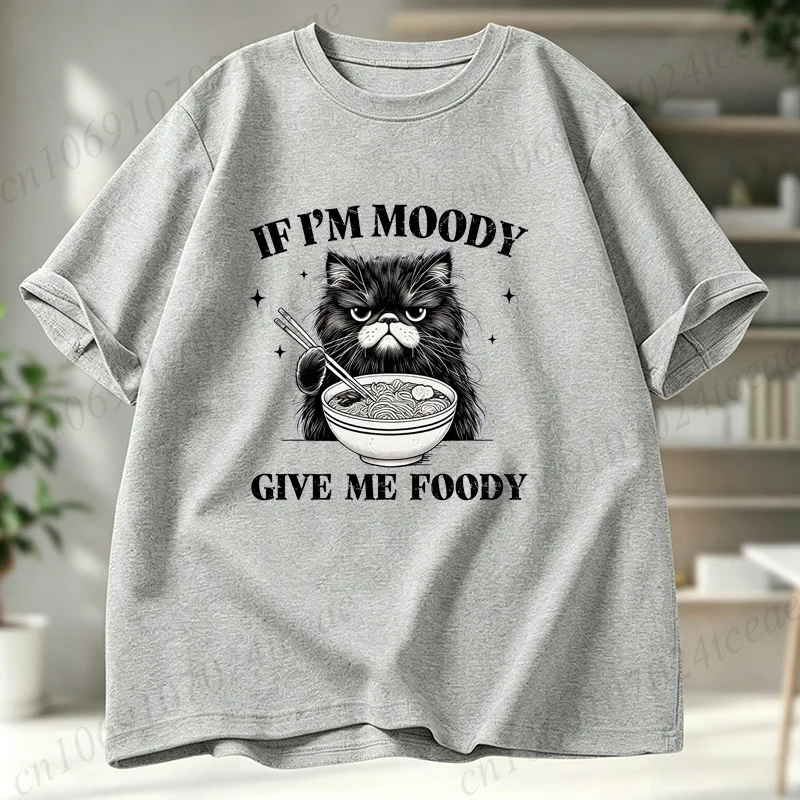 Wenn ich düster bin, gib mir ein Foody-T-Shirt, lustiges Katzen-Sarkasmus-Shirt, sarkastische T-Shirts, Sommermode-T-Shirts für Damen und Herren, kurzärmelige Geschenke
