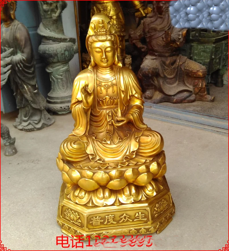 

51CM large Huge-HOME HOUSE SHOP hall lobby Effective Blessing Talisman Buddhist Guanyin PUSA Buddha brass art statue sculpture