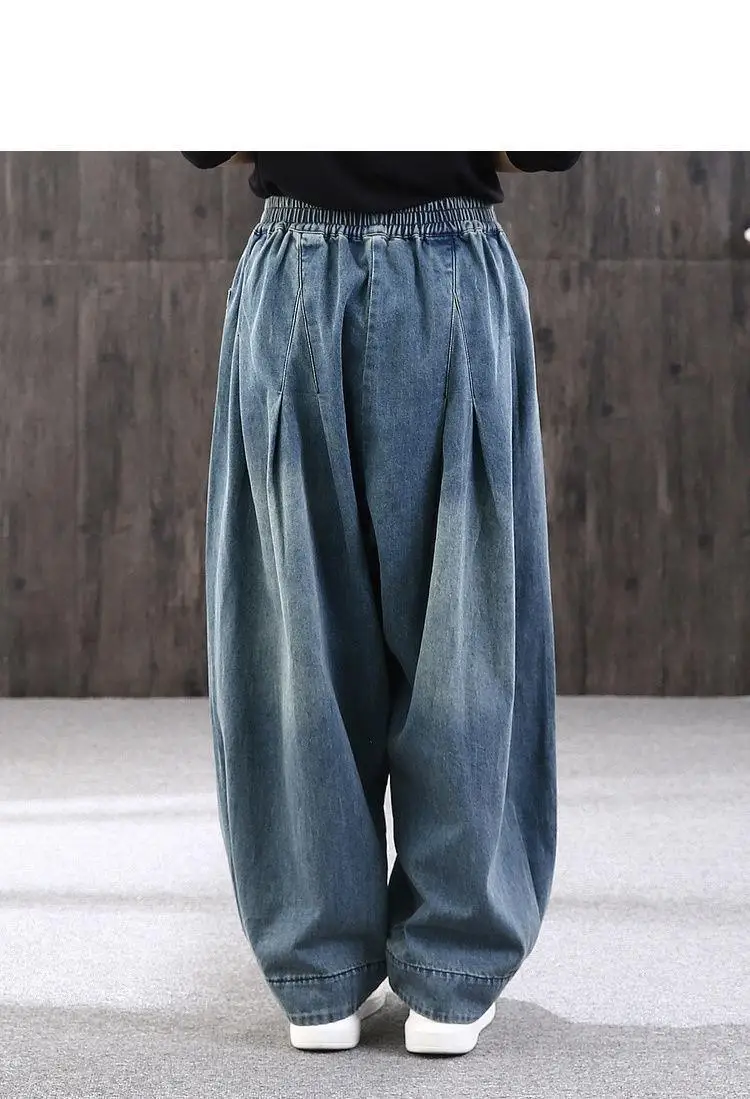 Summer Loose Large Size Harem Jeans Women's plus Size Carrot Pants Casual Lantern Pants Trendy Sle Mom Jeans High Waist