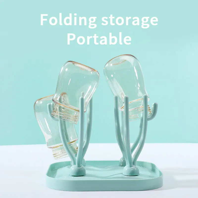 Baby Bottle Rack Foldable Baby Bottle Cleaning Dryer Drainer Pacifier Feeding Cup Holder Detachable Storage Nipple Shelf