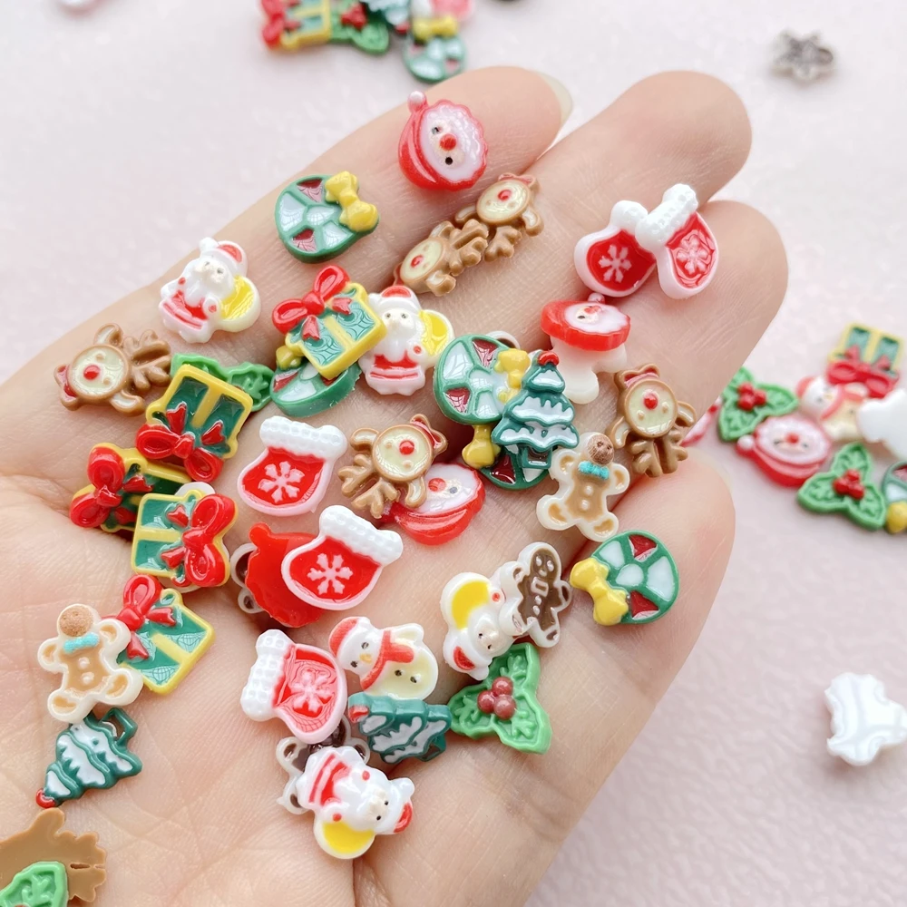 Nail Art Resin Charms Rhinestones DIY Craft 50Pcs For Nail, Cartoon Cat Coconut Tree Swimming Circle Beach