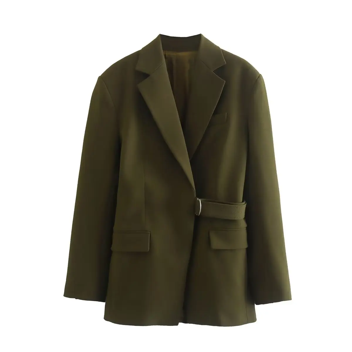 Blazer Women Elegant Stylish Belted Backless Army Green Blazers for Women Chic Lady Coat Fashion
