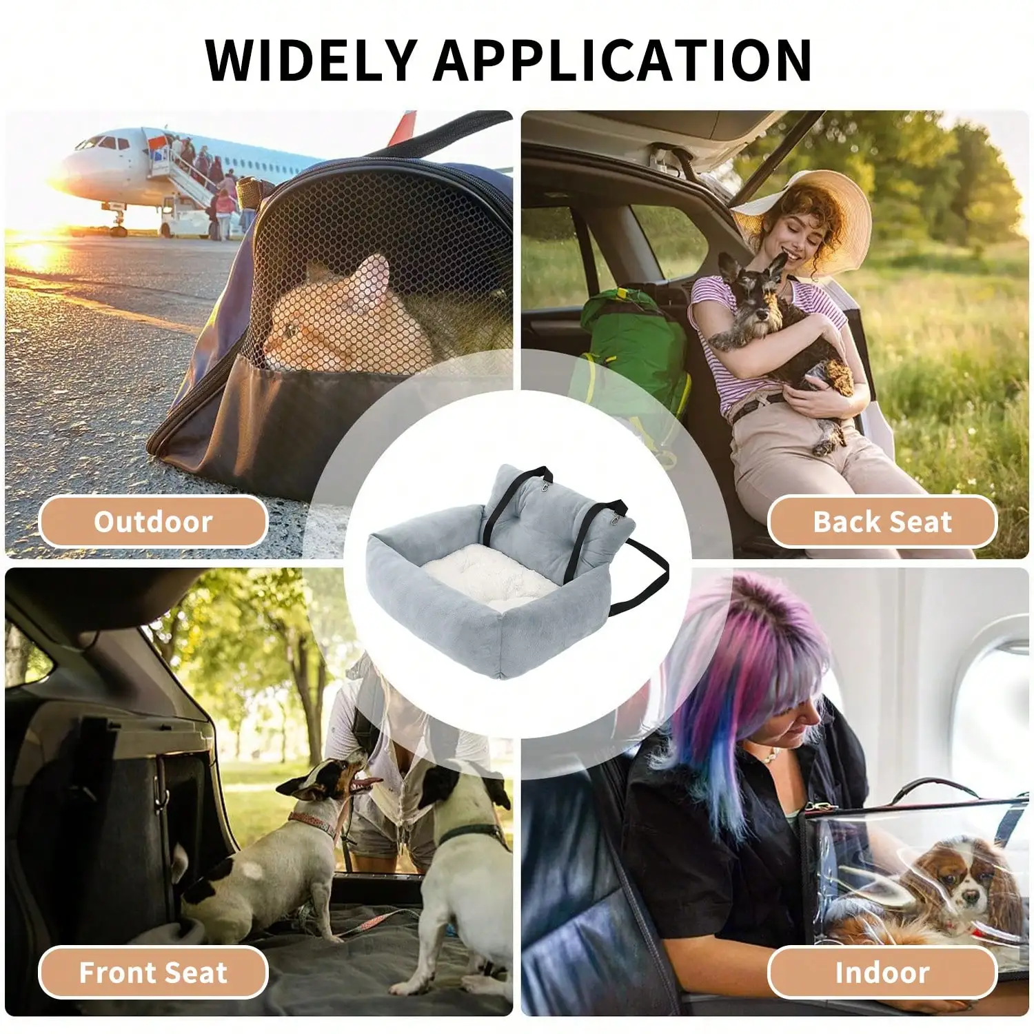 1 Stück M/L warmer Plüsch-Haustier-Sitzerhöhung – weiches, bequemes Reisebett für Auto (vorne/hinten) und Heimgebrauch, für Haustiere, Welpen, Hunde, Katzen – Detail 10