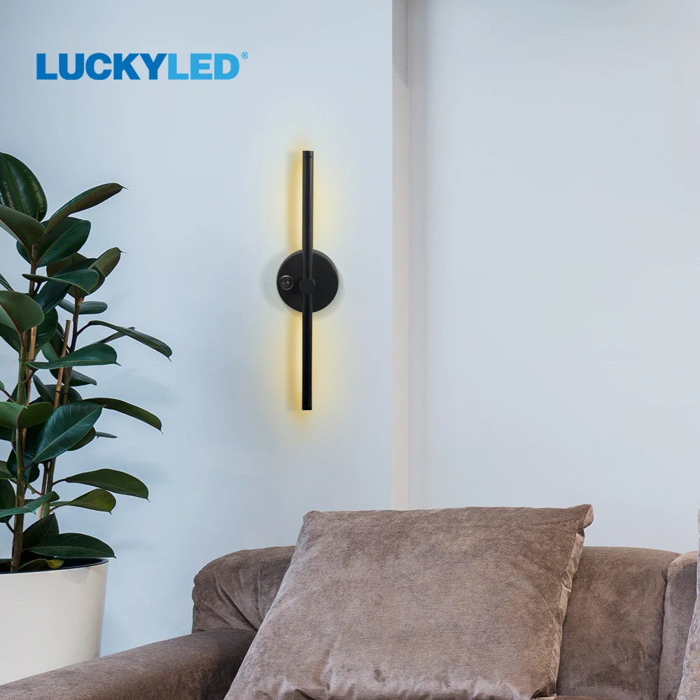 LUCKYLED Led Wall Lamp Rotation Adjustable with Switch Led Wall Lights Interior Living Room Bedroom Modern Sconce Lamp