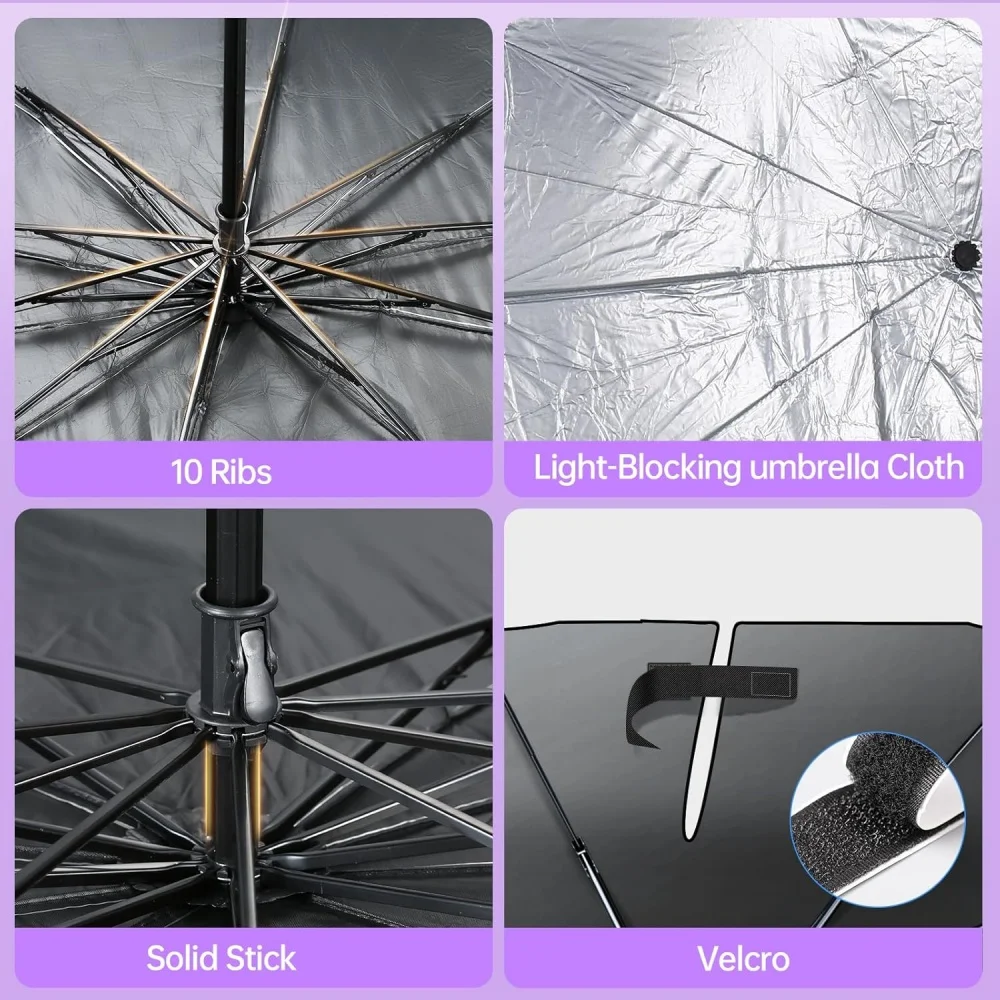 Car windshield sunshade, upgraded foldable car sunshade. Protect the interior of the car from sunlight and keep it cool. 3