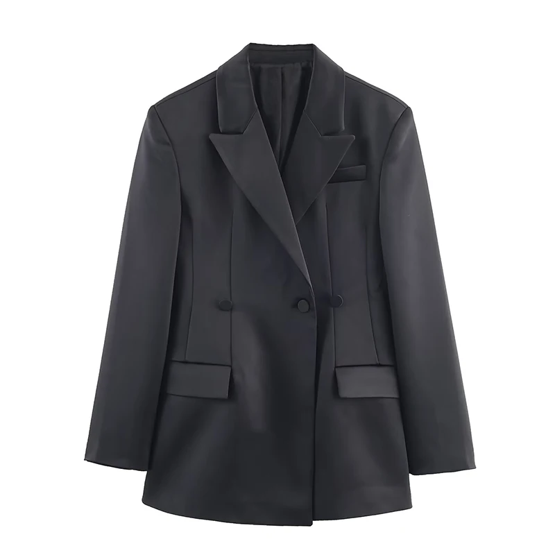 Women's Suit Pants Two-Piece Set Satin Elegant Long Sleeve Blazer Coat + Trousers 2 Pieces Sets Office Chic Woman Outfit ﻿ ﻿