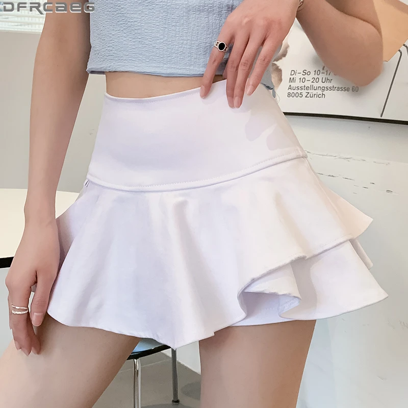 

Sexy Y2K Streetwear Micro Mini Skirt Women High Waist Ball Gown Ruffles Kawaii Skirts Girl Skater Jupe Short Femme White Black