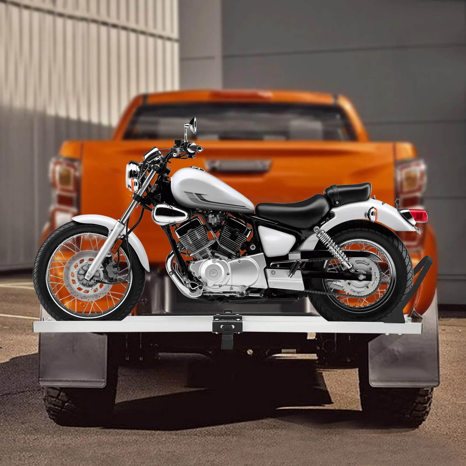 Motorcycle Carrier with 400LBS Aluminum Hitch Carrier with Ramp for Dirt Bikes Motorcycle Bracket Tire Limiter