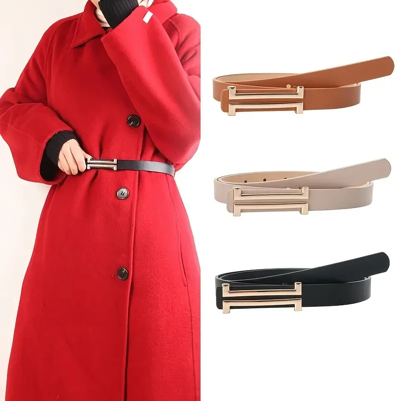 

Genuine Leather Women's Belt Versatile Simple Decoration Thin Belt Women Youth Dress Coat Paired With Belt Female Student Belt