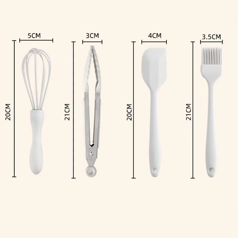 Silicone Kitchen Utensils Food Grade Non-stick Cooking Baking Spatula Silicone Oil Brush Egg Whisk Food Clip Kitchen Accessories