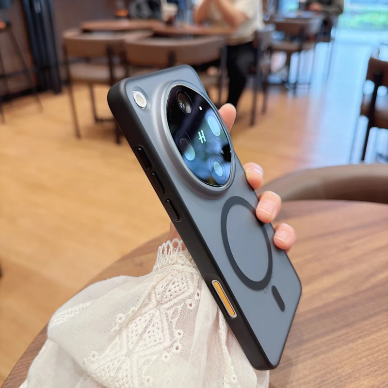 ELVEV Frosted Translucent Magnetic Phone Case with 360° Rotating Ring Holder