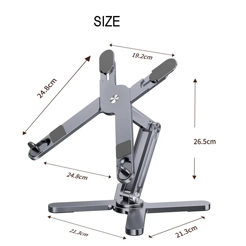 Foldable Laptop Stand 360&deg;Rotation Notebook Table Adjustable Aluminum Alloy Holder Portable X Type Bracket for 10-17 inch Laptop