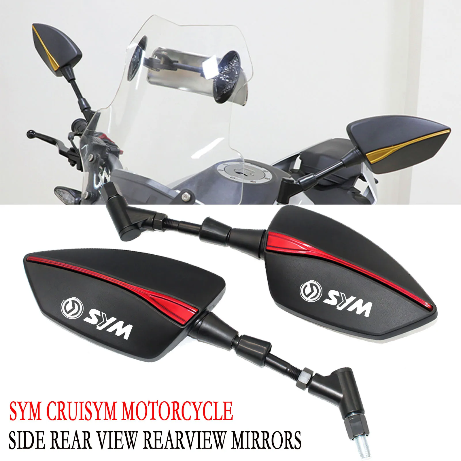 Espejos retrovisores de aluminio para manillar de motocicleta, espejo antideslumbrante para SYM CRUISYM