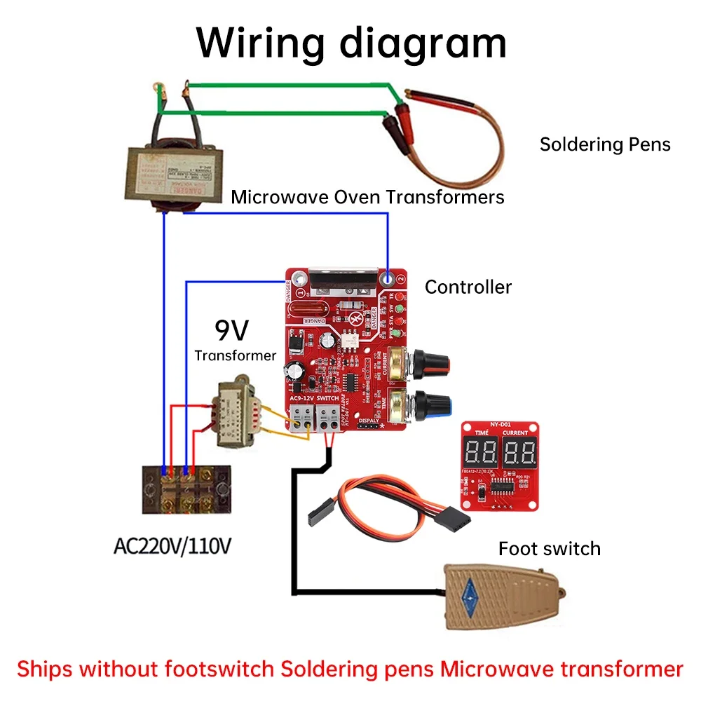 【Exclusive】 NY-D01 Spot Welder Control Board Kit AC110V 220V 100A 40A Digital Display Spot Welding Machine Time And Current Control Module.