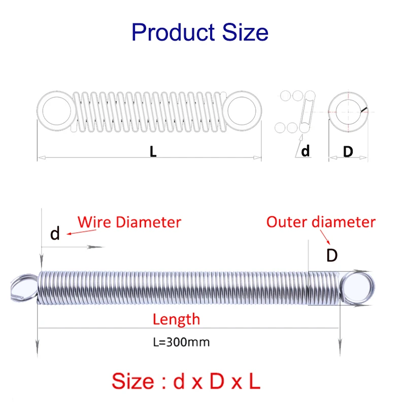 Zugfeder Mit Haken – Ø 3,0 Mm, Außen-Ø 16 Mm, Länge 80 Mm, 2 Stück, Hochtemperatur-gehärtet