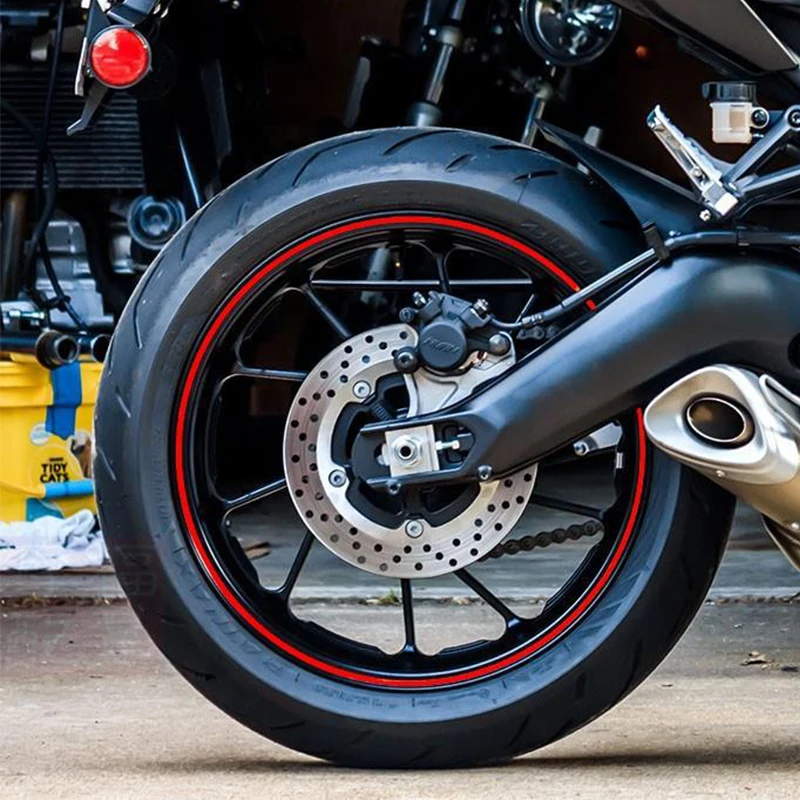 Motorcycle Wheel Tire Stickers Strips Reflective Rim Tape Decals Strips 17-18 Inch Universal motorcycle wheel stickers