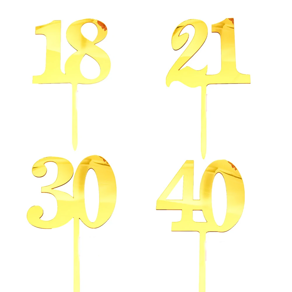 18 30 40 50 60 70 80 100th Happy Birthday Cake Decorations Acrylic Cupcake Topper Girls Boys Birthday Anniversary Party cake topper cake toppers cake decorations birthday party supplies party decorations cupcake supplies
