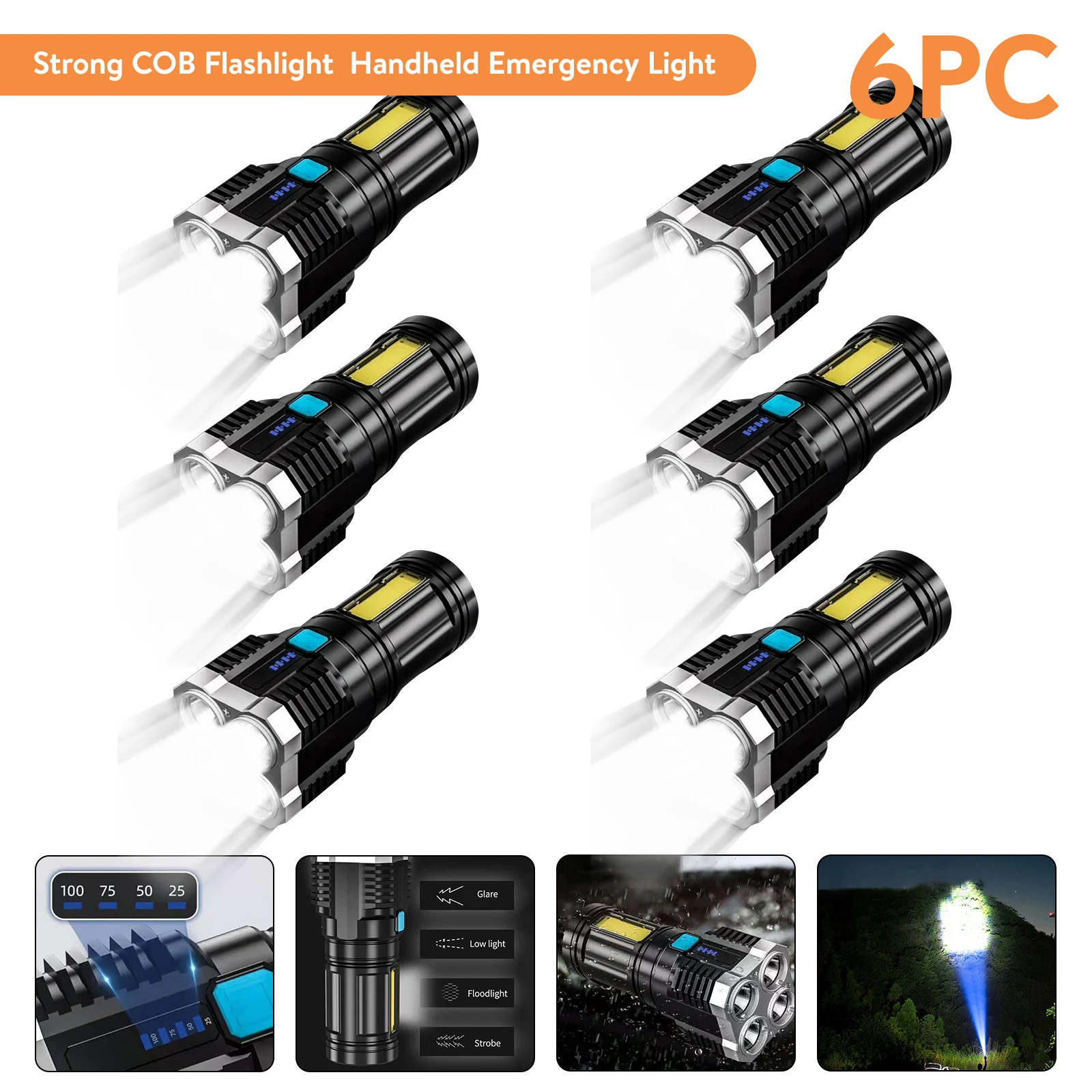 imalent flashlights Led Flashlight Ultra Bright Torch Camping light 4 Lighting Modes Waterproof Hand Torch USB Household Light Use 18650 Battery cool flashlights Flashlights