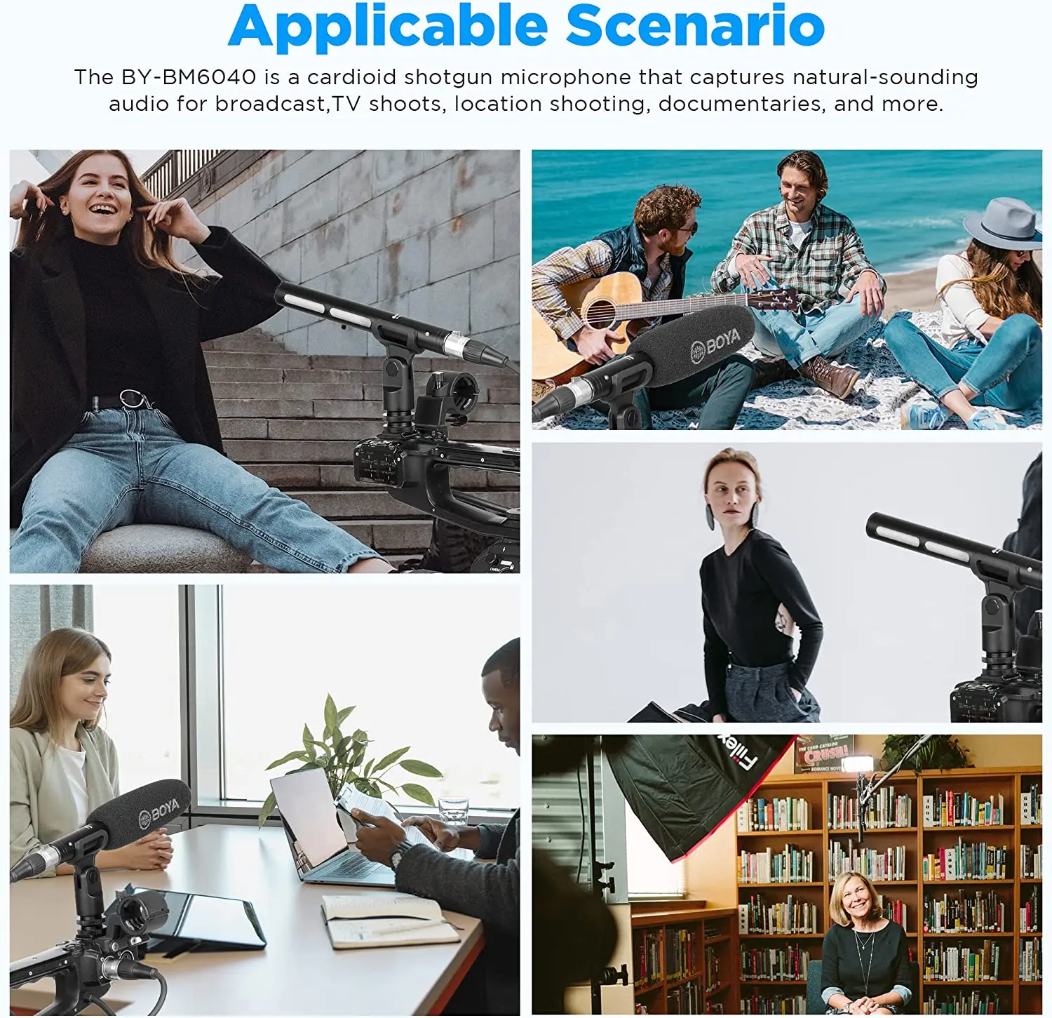 BOYA BY-BM6040 ميكروفون بندقية قلبي على الكاميرا ل...