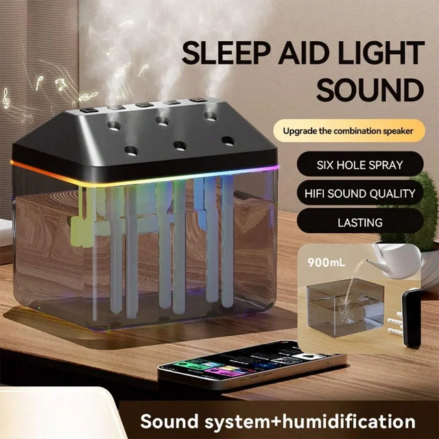 New 900ML 6-Nozzle Musical Humidifier 1