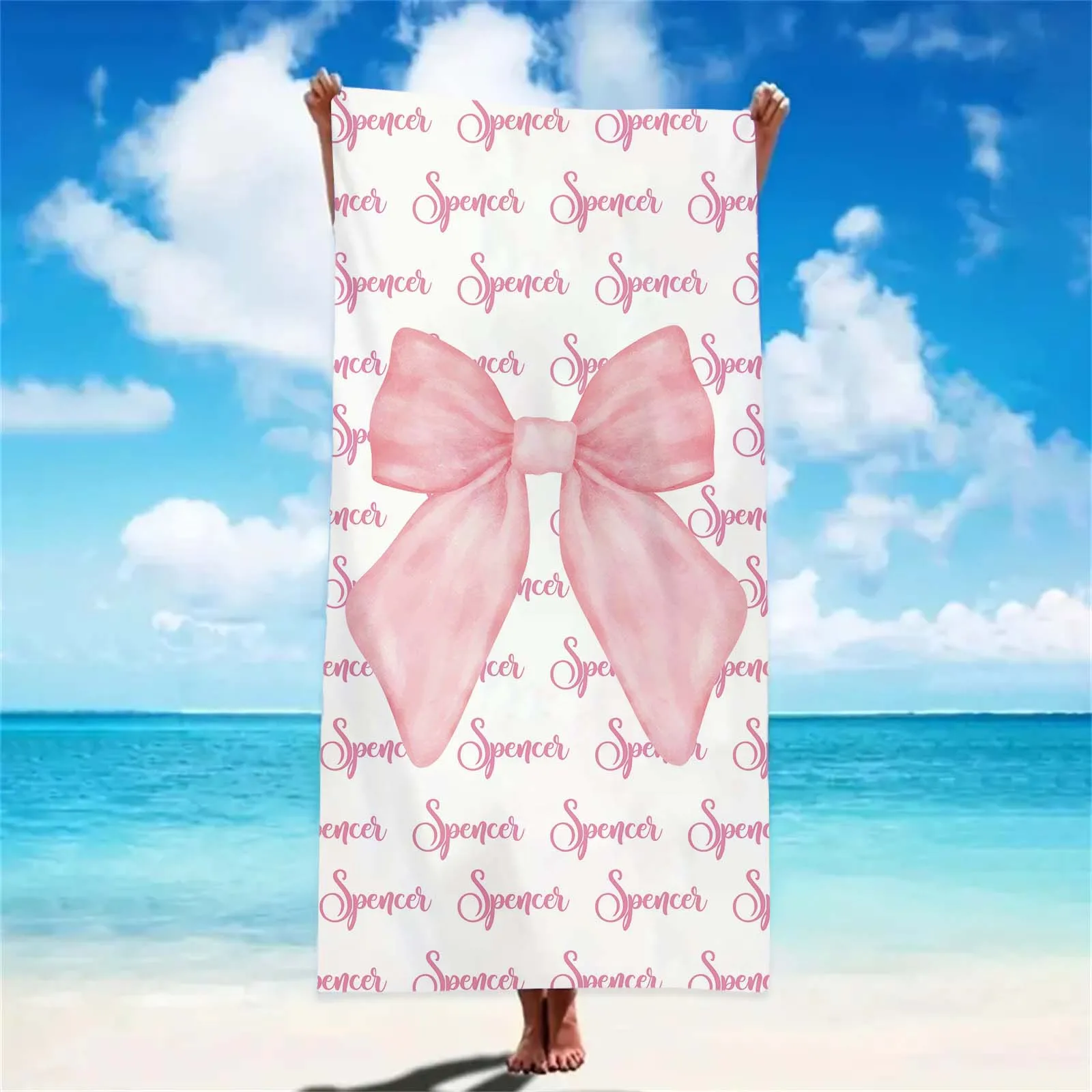 Personalized Big Bow Name Beach Towels For Kids Girls Trip Customize Pool Party Bath Towel With Name Graduation Birthday Gift 6