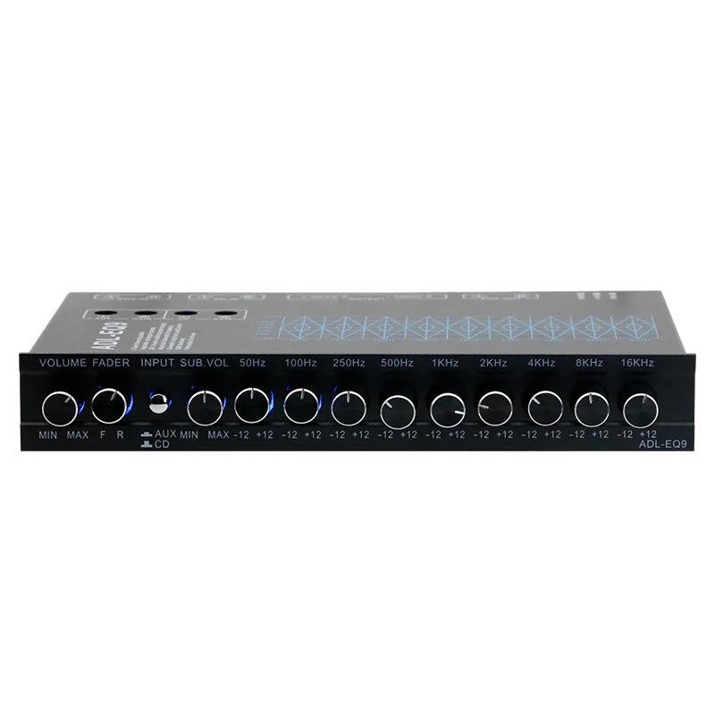 9 Band Graphic Car Equalizer Amplifier Equalizer With Adjustable Filter EQ Tuning Crossover Frequency Division Amplifier